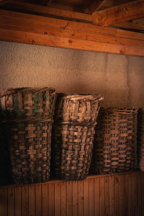 Woven Baskets on Wooden Table