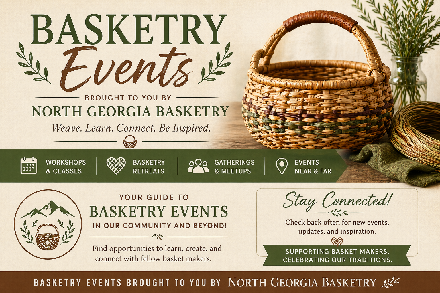 Basketry events and community engagement information.